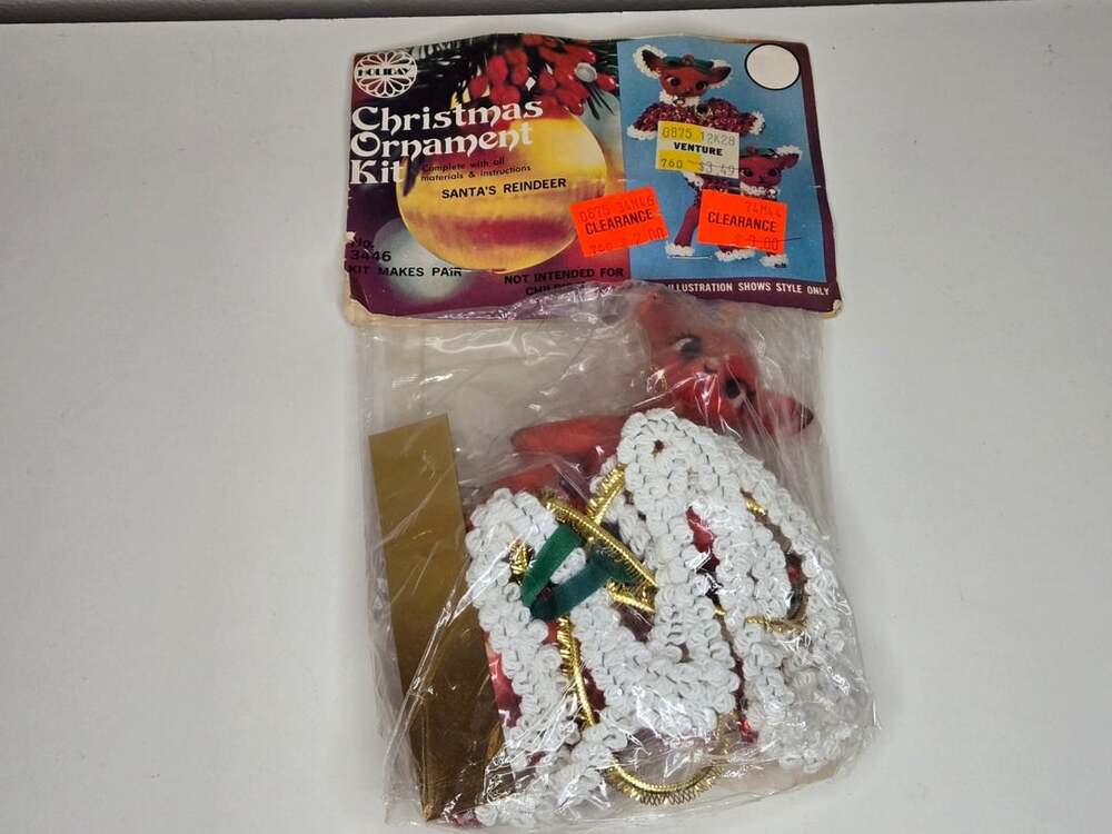 Holiday Industries Vintage 1978 Christmas Ornament Kit Santa's Reindeer